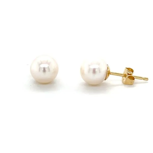 14K Yellow Gold 7mm Round Pearl Stud Earrings Minor Jewelry Inc. Nashville, TN