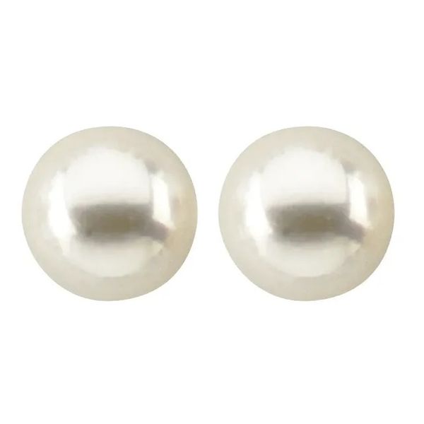 14K Yellow Gold 7mm Akoya Pearl Stud Earrings Image 2 Minor Jewelry Inc. Nashville, TN