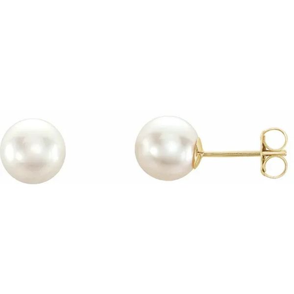 14K Yellow Gold 7mm Akoya Pearl Stud Earrings Minor Jewelry Inc. Nashville, TN