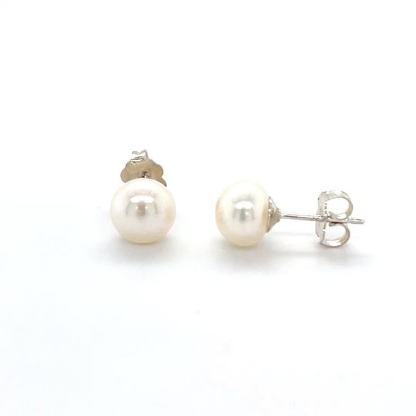 Sterling Silver Estate 7.5mm Round Pearl Stud Earrings Minor Jewelry Inc. Nashville, TN