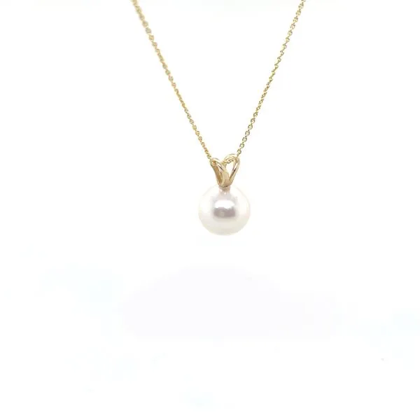 14K Yellow Gold Cultured White Akoya Pearl Pendant Necklace Image 3 Minor Jewelry Inc. Nashville, TN