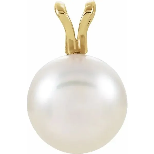 14K Yellow Gold Cultured White Akoya Pearl Pendant Necklace Image 4 Minor Jewelry Inc. Nashville, TN