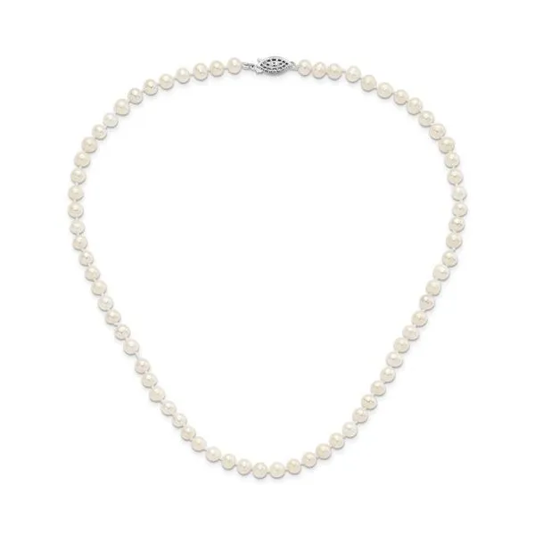 5-6mm White Freshwater Cultured Pearl Strand with Sterling Silver Clasp Image 2 Minor Jewelry Inc. Nashville, TN