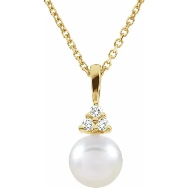 14K Yellow Gold Pearl and Diamond Pendant Necklace Minor Jewelry Inc. Nashville, TN