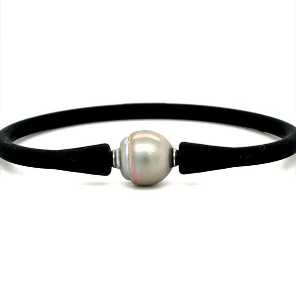 Tahitian Baroque Pearl on a Black Rubber Bracelet similar item image