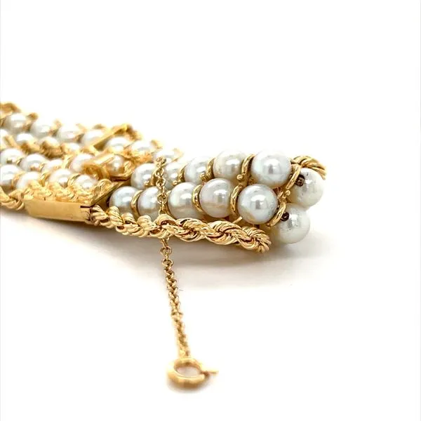 14K Yellow Gold and Round Pearl Bracelet