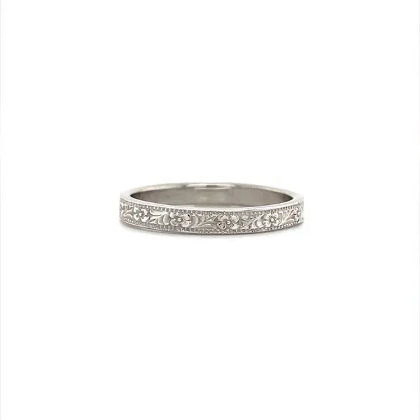 14K White Gold Engraved Wedding Band Image 2 Minor Jewelry Inc. Nashville, TN