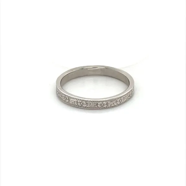 14K White Gold Engraved Wedding Band similar item image