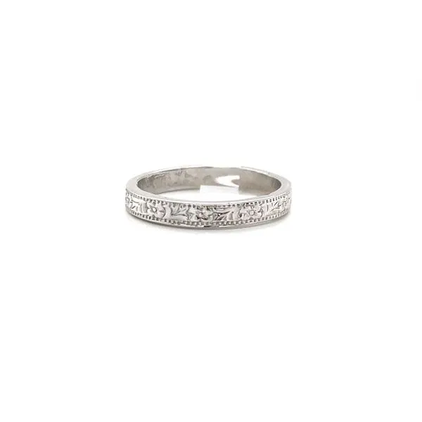 14K White Gold Engraved Wedding Band similar item image