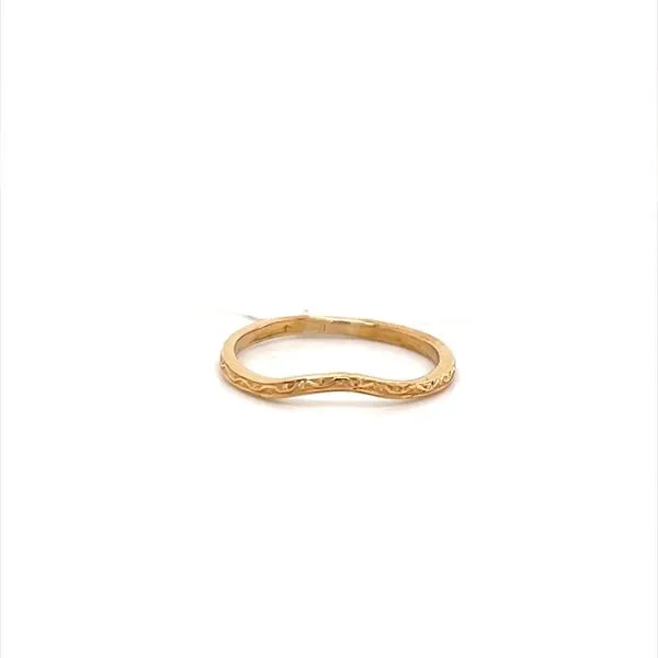 14K Yellow Gold Minor Jewelry Made Engraved Curved Wedding Band similar item image