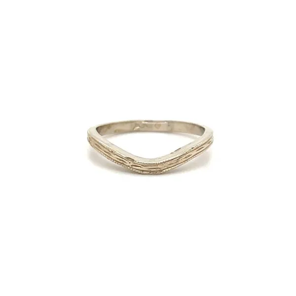14K White Gold Minor Jewelry Made Engraved Curved Wedding Band similar item image