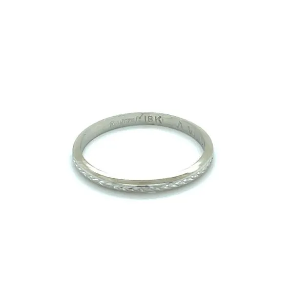 18K White Gold Estate Wedding Band with Engraved Exterior Finish Minor Jewelry Inc. Nashville, TN
