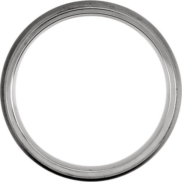 Titanium Inside Round Wedding Band with Domed Oxidized Center Image 2 Minor Jewelry Inc. Nashville, TN