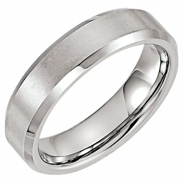 Tungsten Wedding Band with Satin and Polished Beveled-Edges Minor Jewelry Inc. Nashville, TN