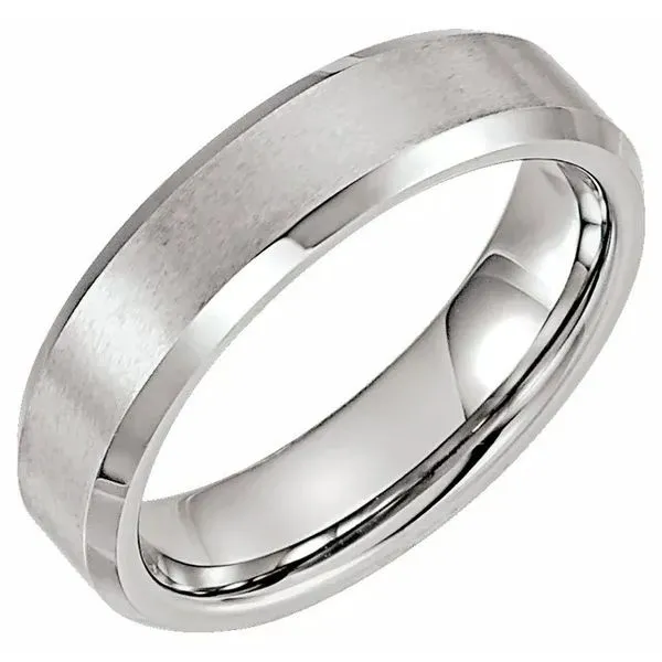 Tungsten 6 mm Satin & Polished Beveled-Edge Band Minor Jewelry Inc. Nashville, TN