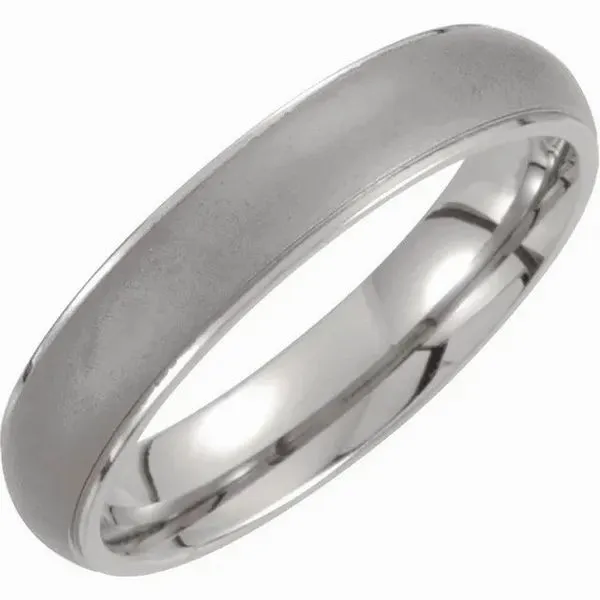 Titanium Domed Wedding Band with Ridged Oxidized Center