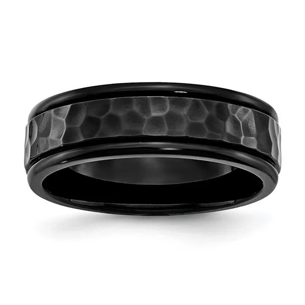 Black Stainless Steel Wedding Band with Hammered Finish Minor Jewelry Inc. Nashville, TN