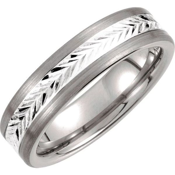 Tungsten Wedding Band with Sterling Silver Inlay Minor Jewelry Inc. Nashville, TN