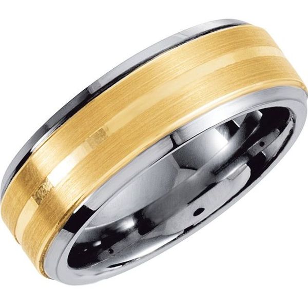 Tungsten Wedding Band with 10k Yellow Gold Inlay Minor Jewelry Inc. Nashville, TN