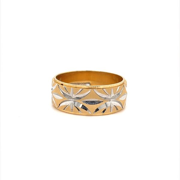 14K Yellow Gold with Rhodium Accents Estate Engraved Wedding Band Minor Jewelry Inc. Nashville, TN