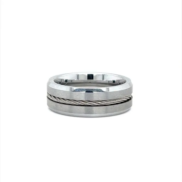 Tungsten Wedding Band with Steel Cable Inlay Minor Jewelry Inc. Nashville, TN