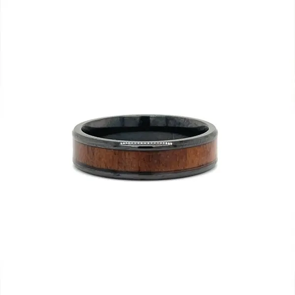 Black Titanium Wedding Band with Black Walnut Inlay