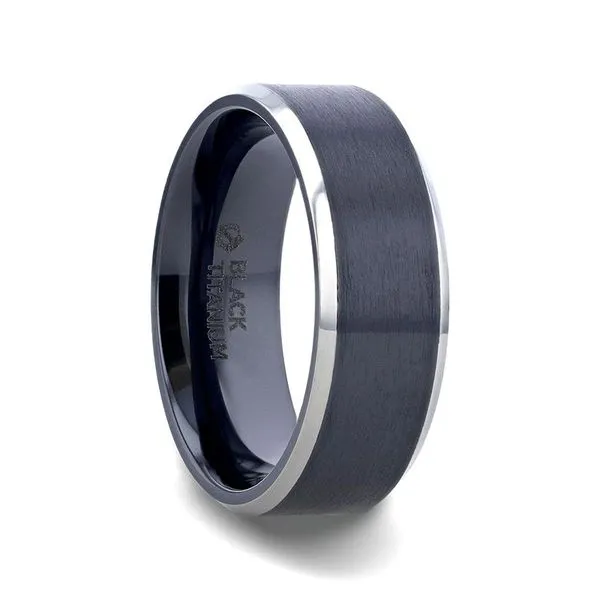 Black Titanium Wedding Band with Brushed Finish