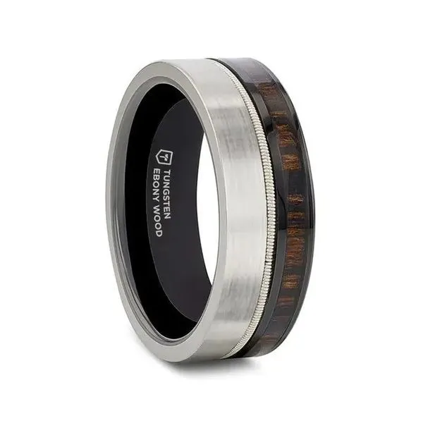 Tungsten and  Ceramic Ebony Wood and Guitar String Band