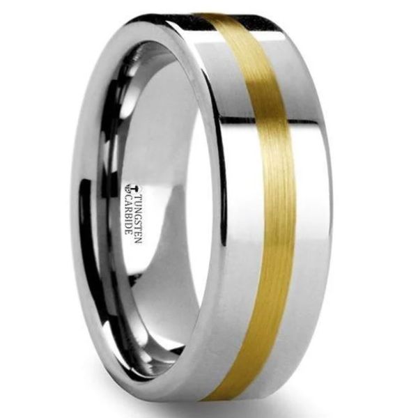 Tungsten Wedding Band With Gold Inlay Minor Jewelry Inc. Nashville, TN