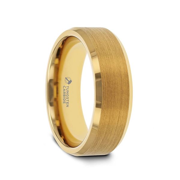 Tungsten Gold Plated Wedding Band with Beveled Edge Minor Jewelry Inc. Nashville, TN