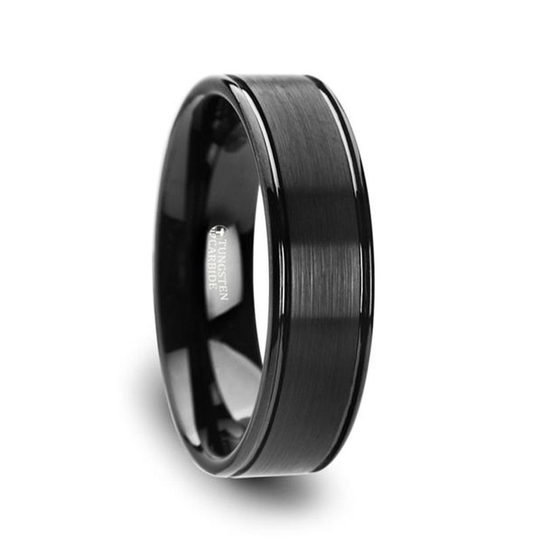 Black Tungsten Carbide Wedding Band with Brushed Center Minor Jewelry Inc. Nashville, TN