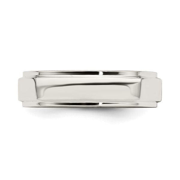 Sterling Silver 5mm Flat Stepped-Edge Wedding Band Image 2 Minor Jewelry Inc. Nashville, TN