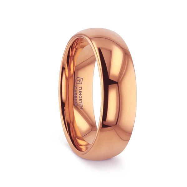 Rose Gold Plated Tungsten 6mm Domed Wedding Band Image 2 Minor Jewelry Inc. Nashville, TN