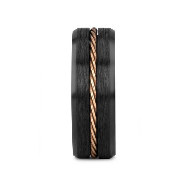 Tungsten 8mm Wedding Band with 14K Rose Gold Cable Image 3 Minor Jewelry Inc. Nashville, TN
