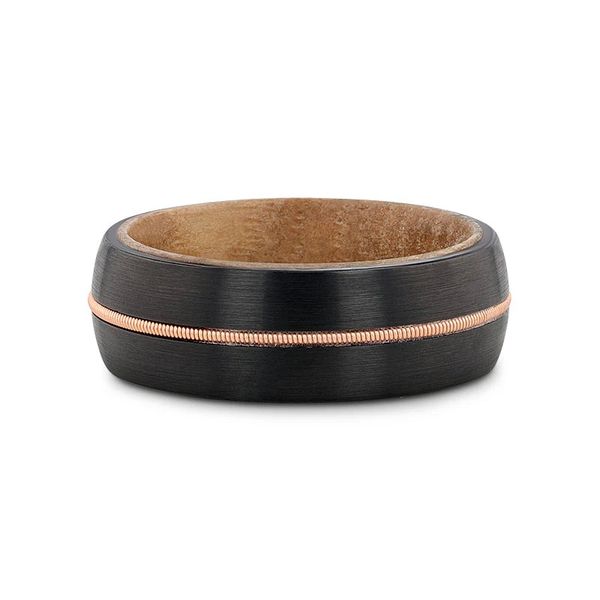 Black Tungsten 8mm Guitar String and Whiskey Barrel Wedding Band Minor Jewelry Inc. Nashville, TN