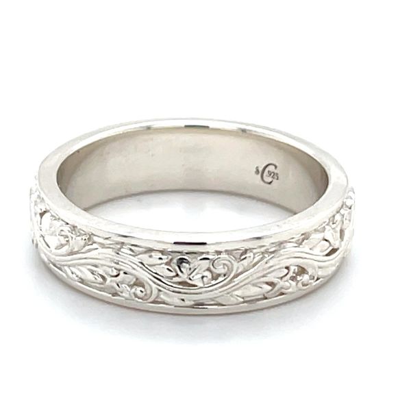 Continuum Sterling Silver 6 mm Floral Inlay Flat Band Minor Jewelry Inc. Nashville, TN