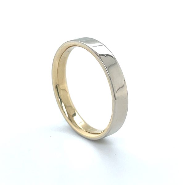 14K White and Yellow Gold Estate 4mm Flat Wedding Band Size 10 Image 2 Minor Jewelry Inc. Nashville, TN