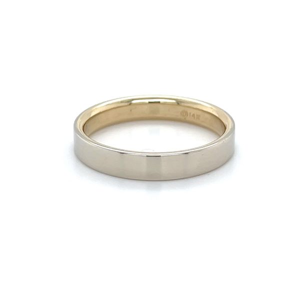 14K White and Yellow Gold Estate 4mm Flat Wedding Band Size 10 Image 4 Minor Jewelry Inc. Nashville, TN