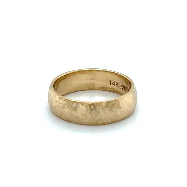 14K Yellow Gold Hammered 6mm Wedding Band