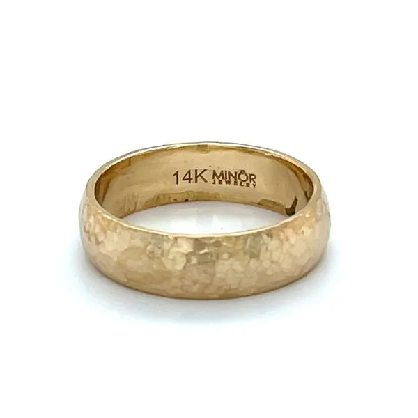 14K Yellow Gold Hammered 6mm Wedding Band