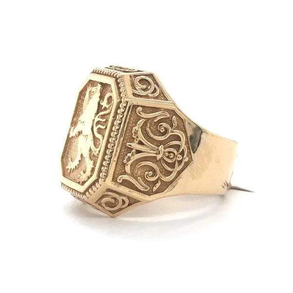 14K Yellow Gold Jerusalem Lion Signet Ring