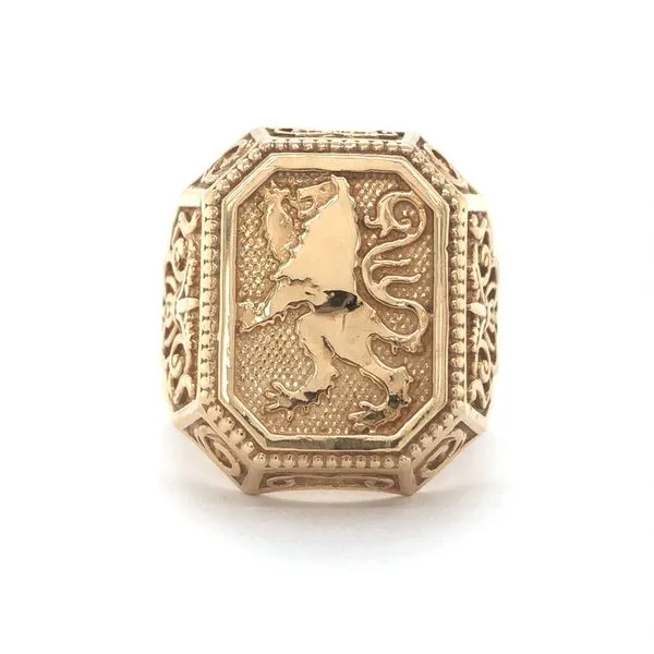 14K Yellow Gold Jerusalem Lion Signet Ring