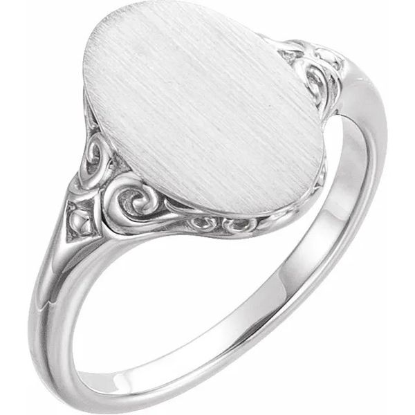 Silver Satin Oval Signet Fashion Ring Minor Jewelry Inc. Nashville, TN