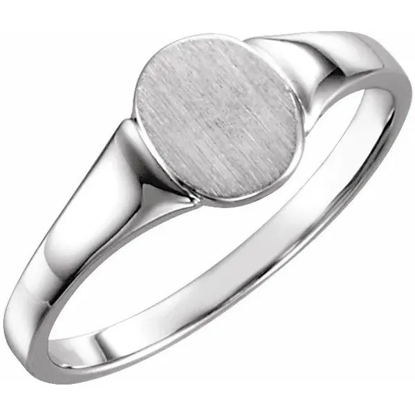 14K White Gold Oval Signet Ring