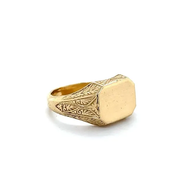 14K Yellow Gold Rectangle Shape Signet Ring