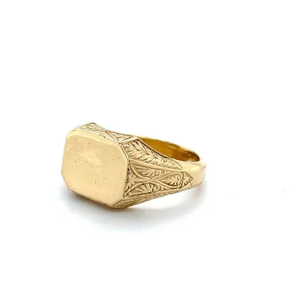 14K Yellow Gold Rectangle Shape Signet Ring