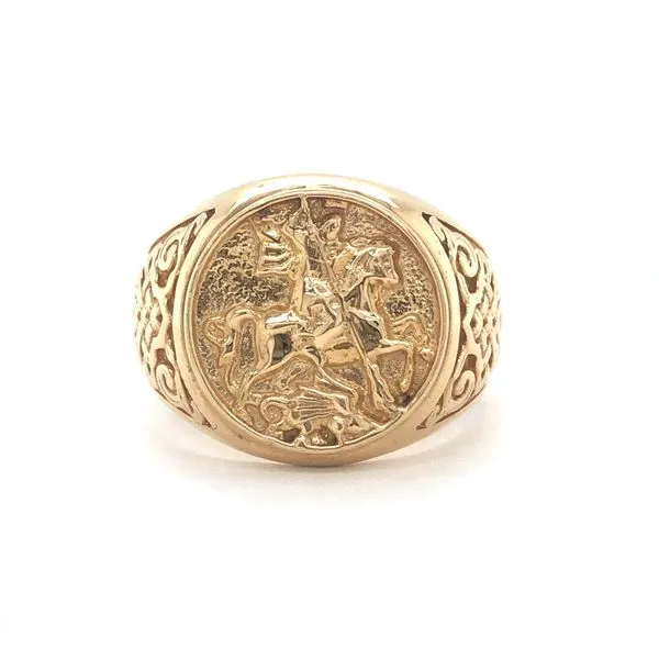 14K Yellow Gold St. George and the Dragon Signet Ring by Minor Jewelry Minor Jewelry Inc. Nashville, TN