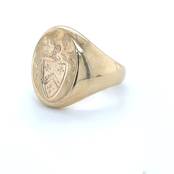 14K Yellow Gold Estate Signet Family Crest 18x12mm Ring Image 3 Minor Jewelry Inc. Nashville, TN