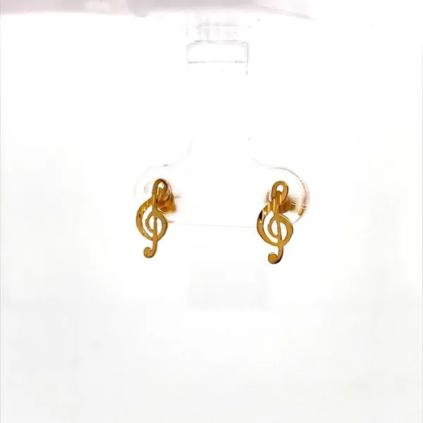 14K Yellow Gold Treble Clef Post Earrings similar item image
