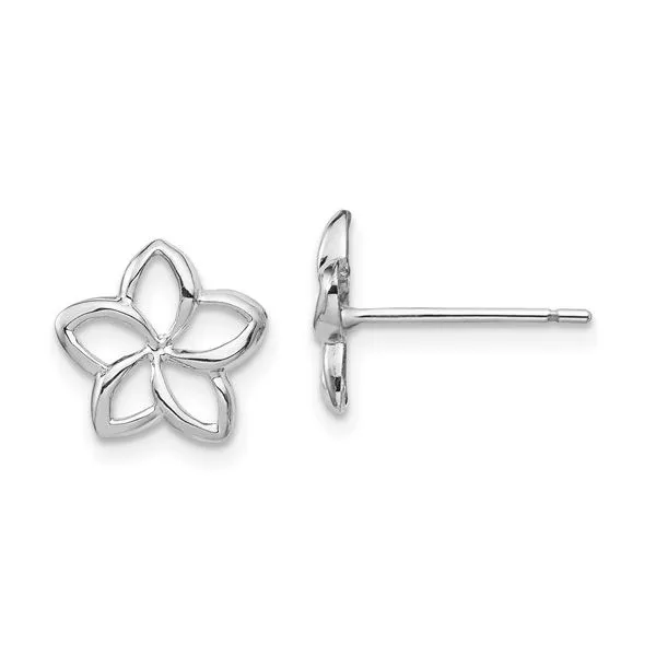 14K White Gold Plumeria Flower Stud Earrings similar item image